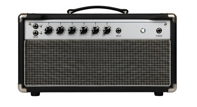 High-quality guitar amplifier with sleek design isolated on transparent background