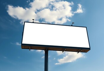 Sleek, modern billboard on clear sky background, simple, background