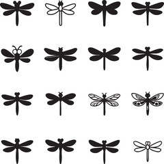 Fototapeta premium collection of nine black silhouette icons in a grid layout vector illustration