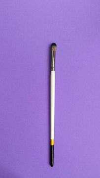 White Wooden Synthetic Paintbrush isolated on Violet Background