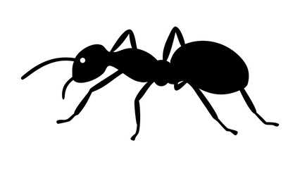 Black Ant Silhouette Vector - Worker Insect Nature Graphic - Pest Control Minimalist Icon