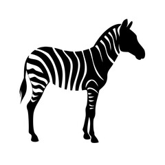 Obraz premium Zebra Silhouette Vector - African Safari Striped Animal Standing Wildlife Graphic Icon