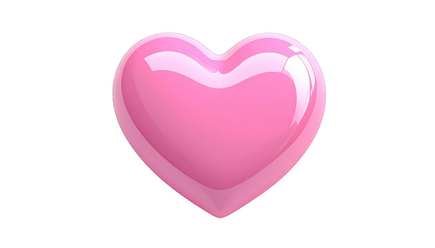 A shiny pink heart icon viewed from the front on a clean white background j2739