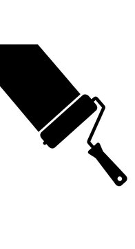 Black paint roller on white background.