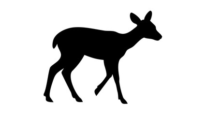 Fototapeta premium Baby Deer Fawn Silhouette Vector - Spotted Doe Calf Woodland Animal Forest Graphic