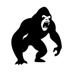 Obraz premium Angry Gorilla Head Mascot Vector - Aggressive Ape Face Silhouette Tribal Logo