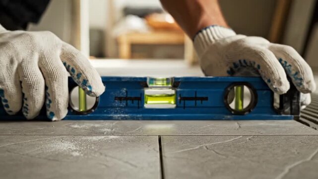 Builder levels floor tiles.