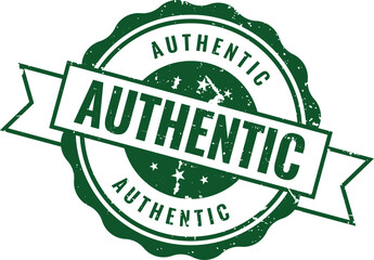 Plakat Vintage green rubber stamp with authentic ribbon design for organic product verification and eco friendly branding