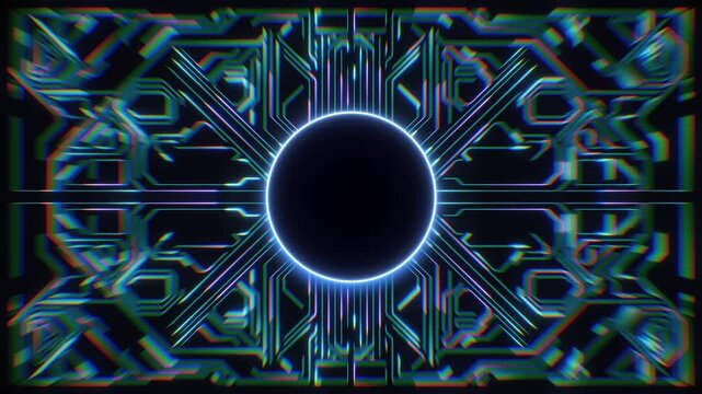 Digital Data moving on Circuit Board and CPU loop backgrounds. Computer Processing and organizing data. Abstract high tech Artificial intelligence (AI), data mining, modern computer technology surface