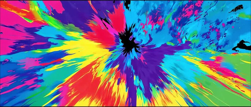 Colorful abstract liquid in Punk-styled animated background with comic colors, and neon Speedline bursts. Perfect for glitch overlays, pop-art motion, and stylized transitions. on empty black backgrou