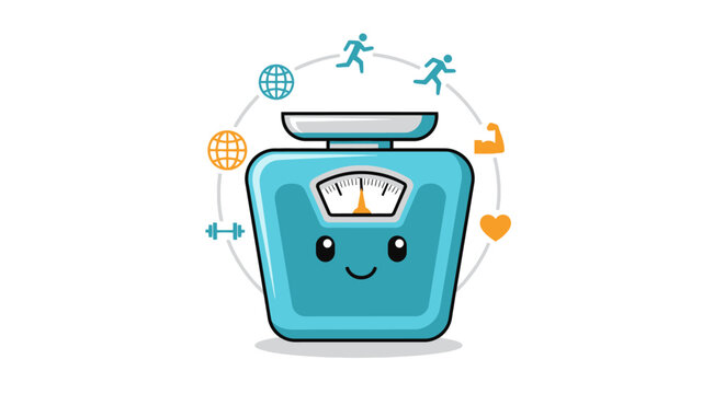 Cartoon Bathroom Scale with Smiling Face.