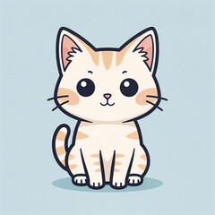 Fototapeta premium Cute Kawaii Kitten Vector Illustration for T-Shirt and Sticker Design