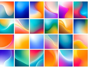 Blurred abstract backgrounds w/ fluid shapes, vibrant color gradients