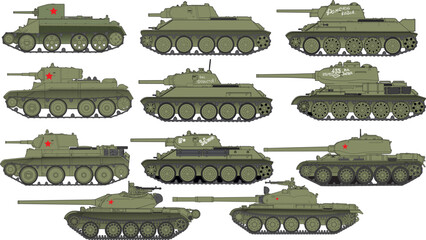 The evolution of Soviet tanks from the BT-2 to the T-62.eps © faawray