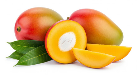 ripe mangos on white background