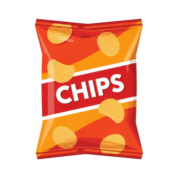 A vibrant orange bag of chips with a prominent red label.