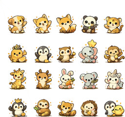 Obraz premium Collection of cartoon animals in various poses and expressions displayed together 4.eps