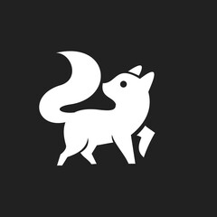 Fototapeta premium Minimalist White Fox Silhouette Logo Design Vector