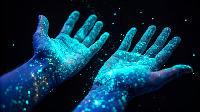 bacteria on hand in uv light