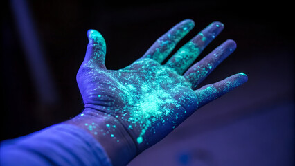 bacteria on hand in uv light