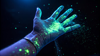 bacteria on hand in uv light