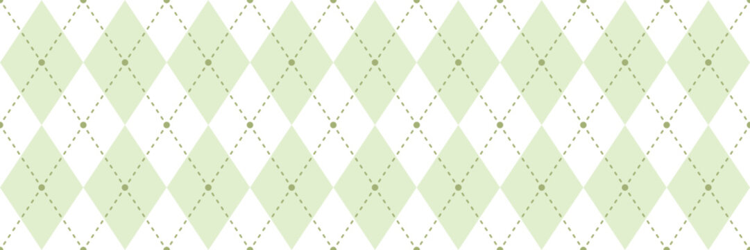 Spring green fresh retro argyle harlequin plaid rhombus diamond seamless vector pattern banner