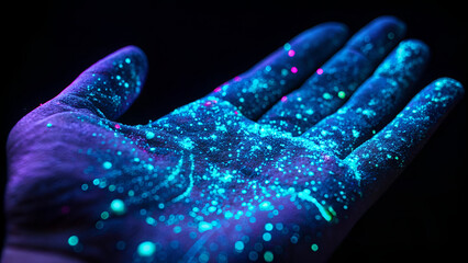 bacteria on hand in uv light