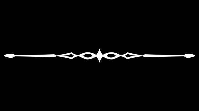 Elegant White Horizontal Line Design Element on Black Background.