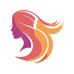 Silhouette of a woman's head with flowing colorful hair, symbolizing beauty and style