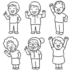 vector set of elder people