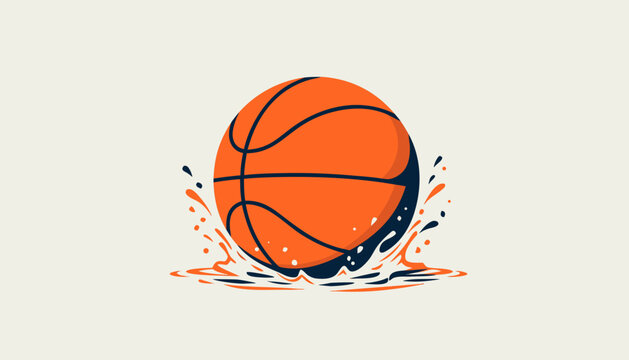Minimal basketball artwork with soft shading and subtle splash texture, highlighting realistic dimples and balanced composition for modern athletic apparel and energetic sports branding projects.