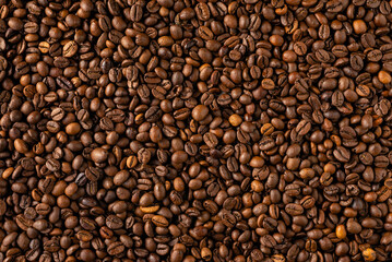 Fototapeta premium Seamless Coffee Beans Background Texture Top View Full Frame