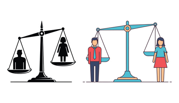 Gender equality business silhouette with scales