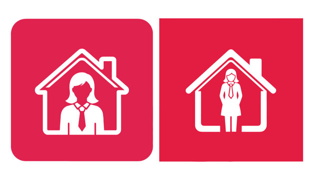 Gender equality business silhouette icons: parity in corporate housing