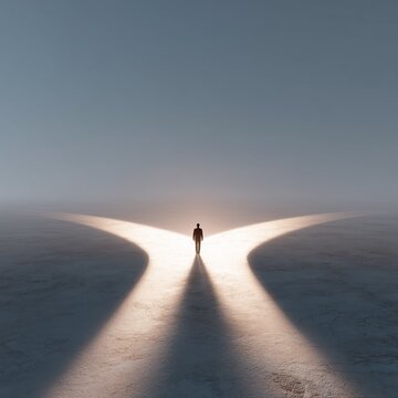 Life Crossroads and Strategic Decision Making Concept with Split Path