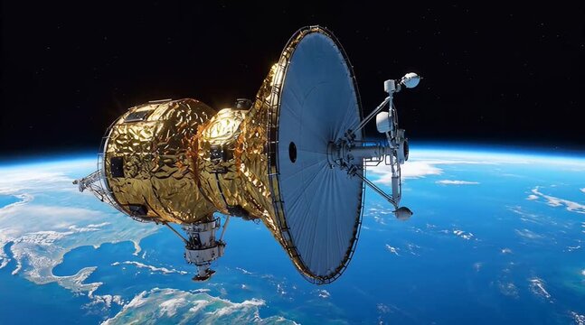Advanced Satellite Orbits Earth Providing Global Communication and Data Services.
