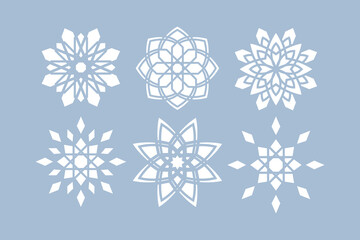 Islamic Fractal Geometric Mandala Vector Element Set Collection Subtle White