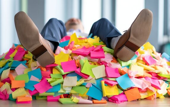 Office Humor with Legs in Colorful Sticky Notes
