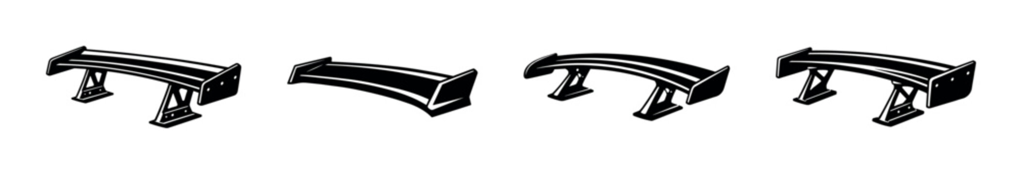 Car spoiler design vector icons set - automotive parts collection and vehicle accessories