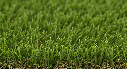Fototapeta premium A close-up view of a lush, green grass field with visible roots and soil.