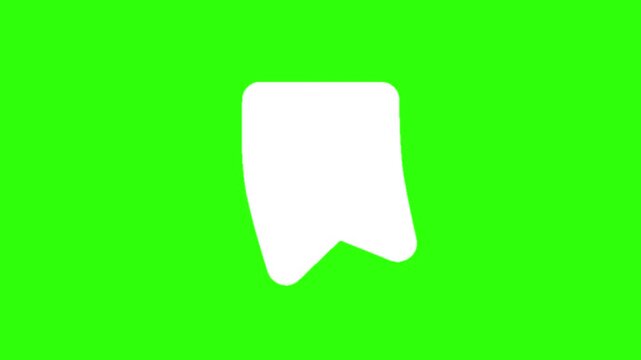 Animated white bookmark save icon on green screen background. Animation motion graphic with chroma green screen clip template 4k. Free Footage Green Screen. 4k Video Green Screen