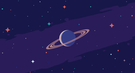 Saturn planet with rings in the outer space. © Abhinaya Project