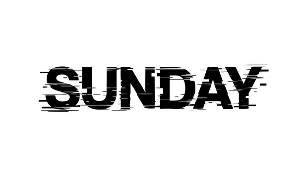 Broken glitch Sunday typography vector text
