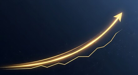 Rising golden financial growth curve for successful corporate investment and stock market analytics concepts
