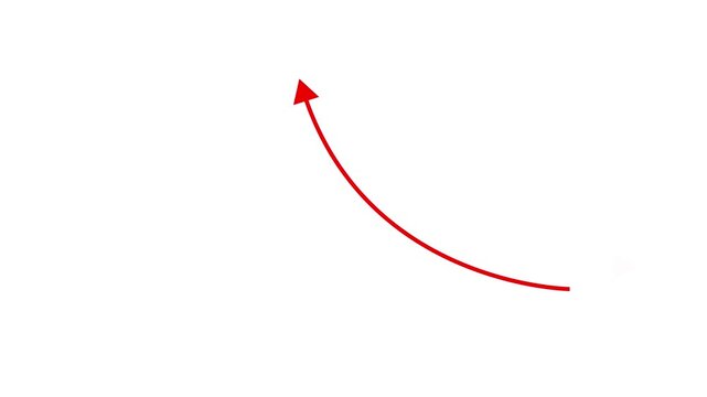 Animation of thin arrow set with arrowheads on white background. Five business arrow animation.