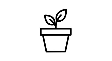Fototapeta premium Flower Pot Outline Vector Icon Minimal Plant Graphic for Apps and Web