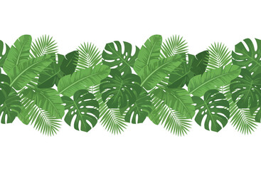 Seamless tropical leaves border pattern illustration © Md RAHAT