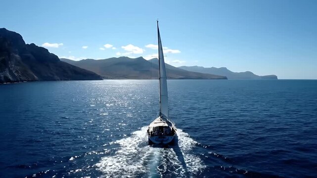 Scenic Gaeta With Sailing Boat In The Mediterranean Sea, Italy - Drone Shot
