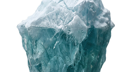 Obraz premium Detailed Iceberg Fragment with Blue Tones and Textured Surface Isolated on Black Background