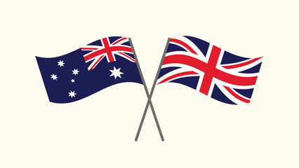 Fototapeta premium Crossed flags of Australia and United Kingdom for commonwealth relations diplomatic friendship and international sports events.